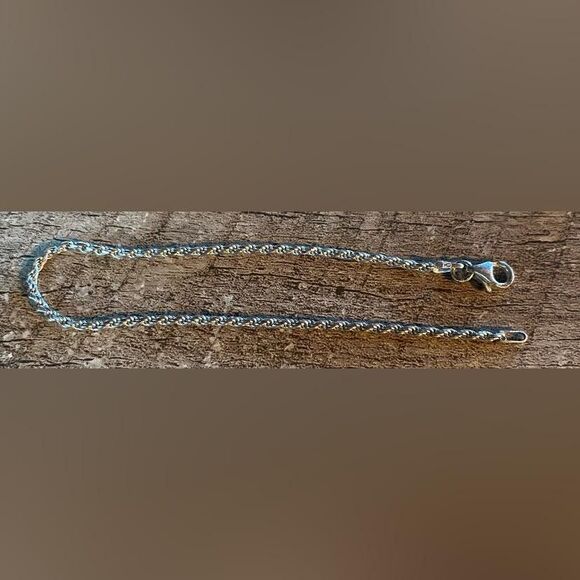 Italy 925 Sterling Silver Rope Chain Bracelet Lobster Clasp Stamped 7" - Picture 1 of 4